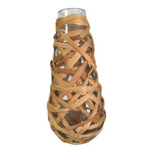Elegant Woven Rattan Wrapped Vase